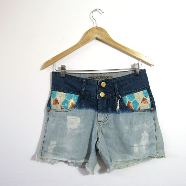 Shorts jeans, Reverso, Tamanho 38, Comprimento 36 cm