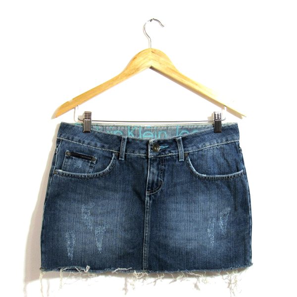 Saia Jeans, Calvin Klein, Tamanho 40, Comprimento 36 cm