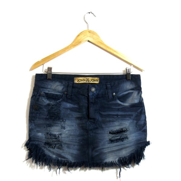 Saia Jeans, John John, Tamanho 42, Comprimento 32 cm