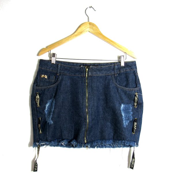 Saia Jeans, Mafia Brasileira, Tamanho 42, Comprimento 38 cm