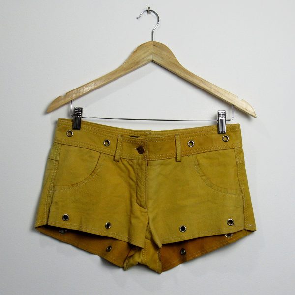 Shorts Couro, Ross Disera, Tamanho 38, Comprimento 22 cm