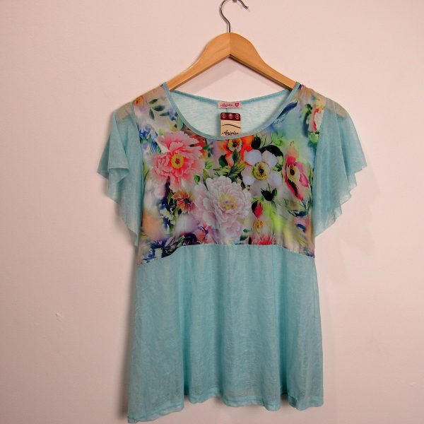 Blusa manga curta, Anjotex, Tamanho M, Comprimento 65 cm