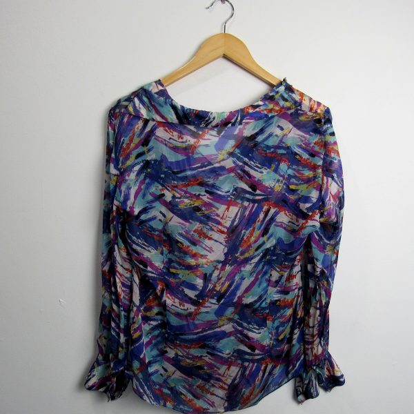 Alternative view of Blusa manga longa, Alfazema, Tamanho M, Comprimento 78 cm100% Seda
