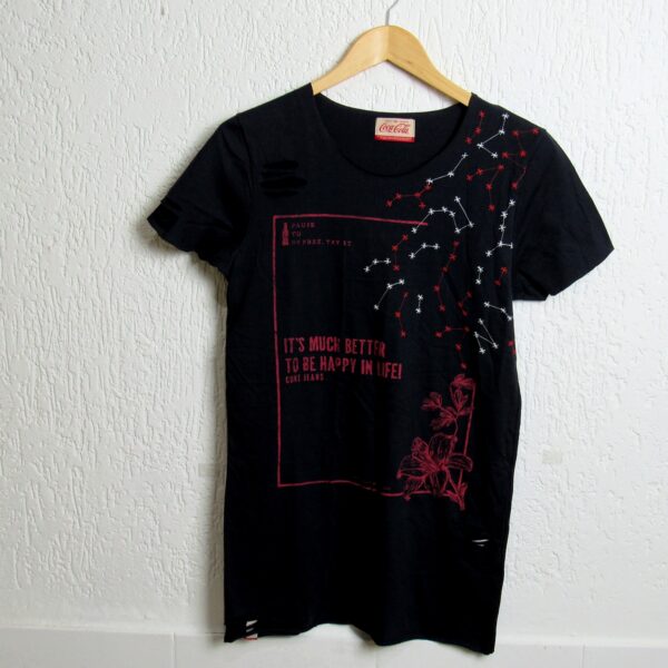 Blusa manga curta, Coca cola, Tamanho P, Comprimento 76 cm, Usado