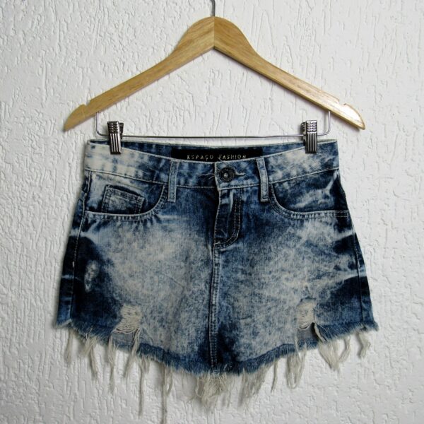 Saia, Espaço Fashion, Tamanho 38, Comprimento 36 cm, Jeans, Usado