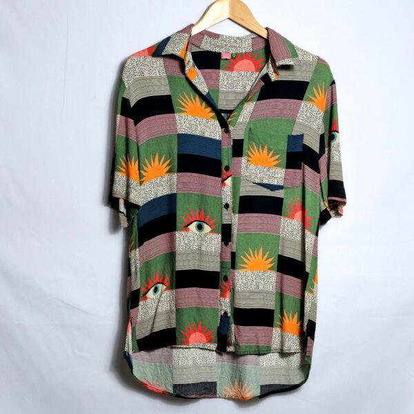 Blusa manga curta, Farm, Tamanho P, Comprimento 66 cm, Usado